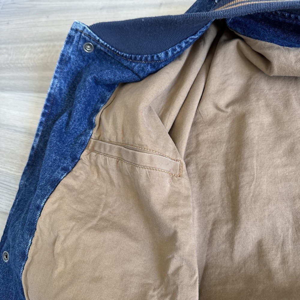 Vintage Dunbrooke Chevron Varsity Bomber Jacket Denim XXL Made In Hong Kong‎ - Picture 12 of 12